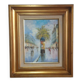 Tableau Scène Parisienne HST  Impressionniste Signé Palsey ~1960