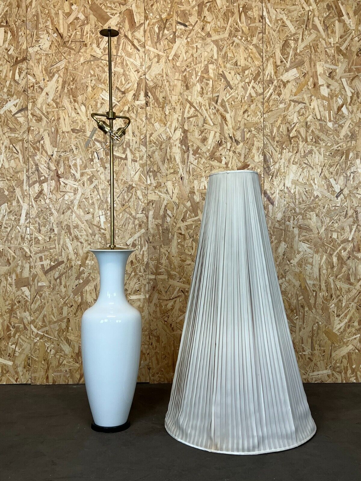 60s 70s floor lamp porcelain KPM brass space age