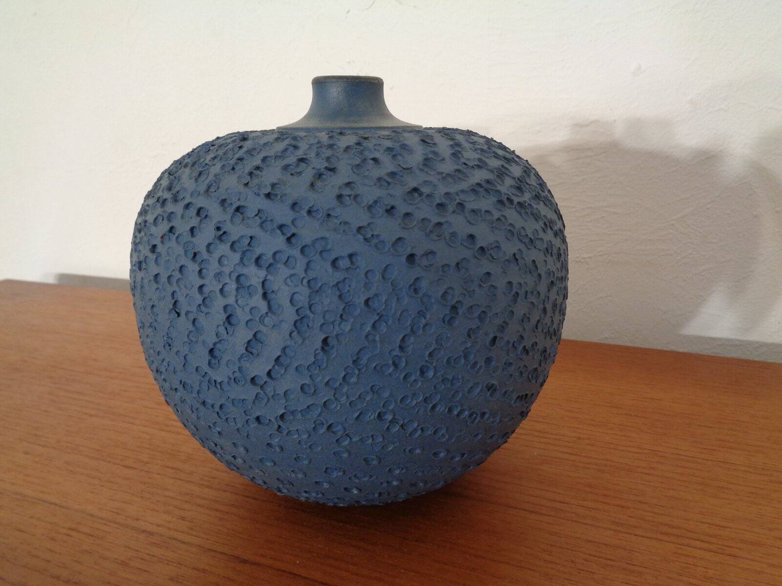 Bauhaus Blue Studio Ceramic Vase by Heiner Hans Körting, 1940s