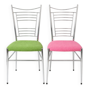 Lot de 2 chaises chromées - vert