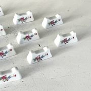 French Porcelain Knife Rests Set of 12 Floral Table Knife Holders