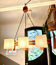 Vintage 1950s Scandinavian teak and perspex pendant light.