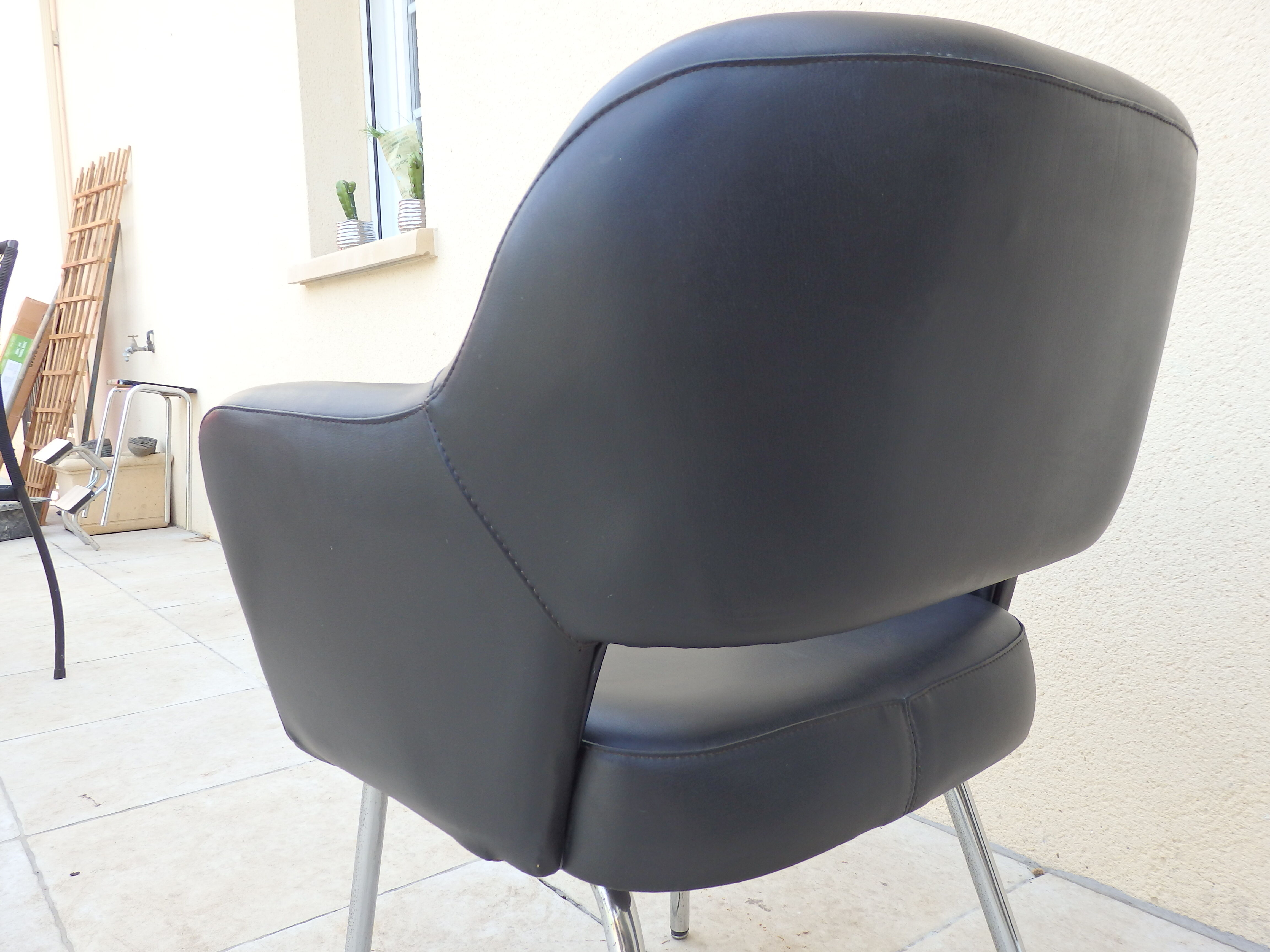 Vintage conference armchair skai black year 50/60