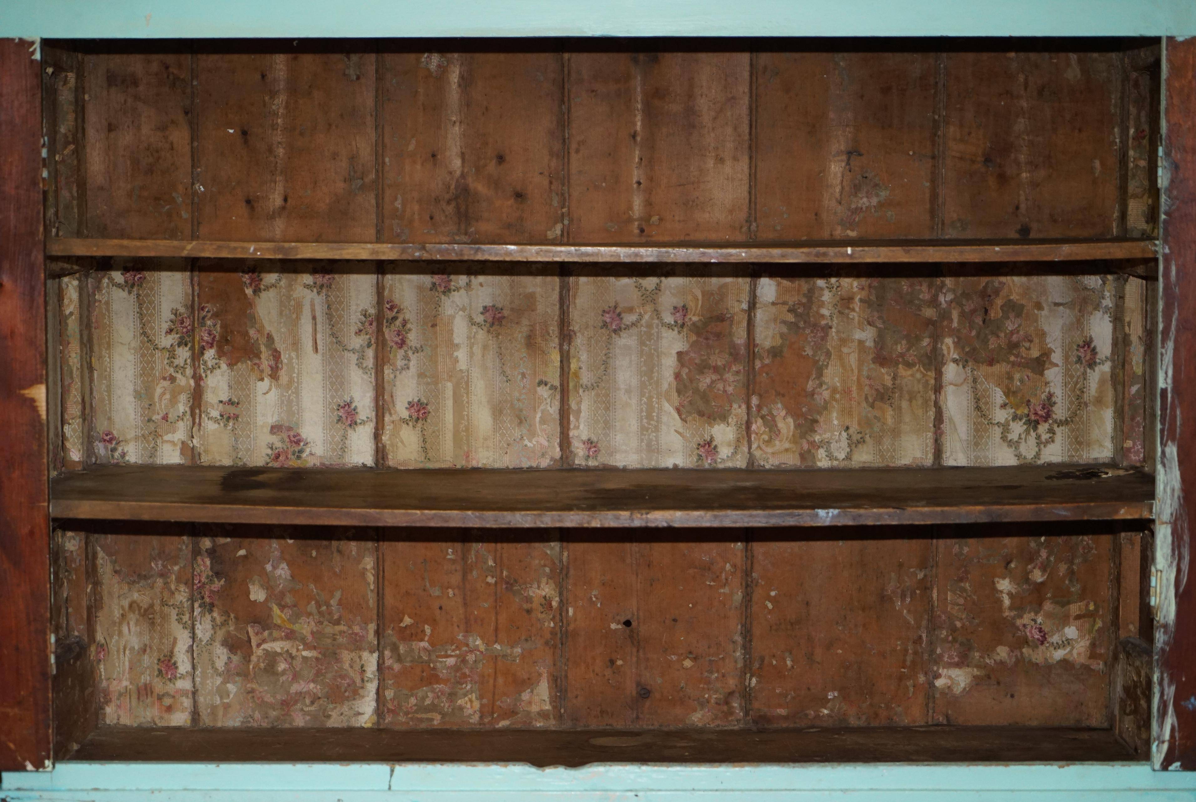 Painted pine linen cupboard or Victorian pantry circa 1860