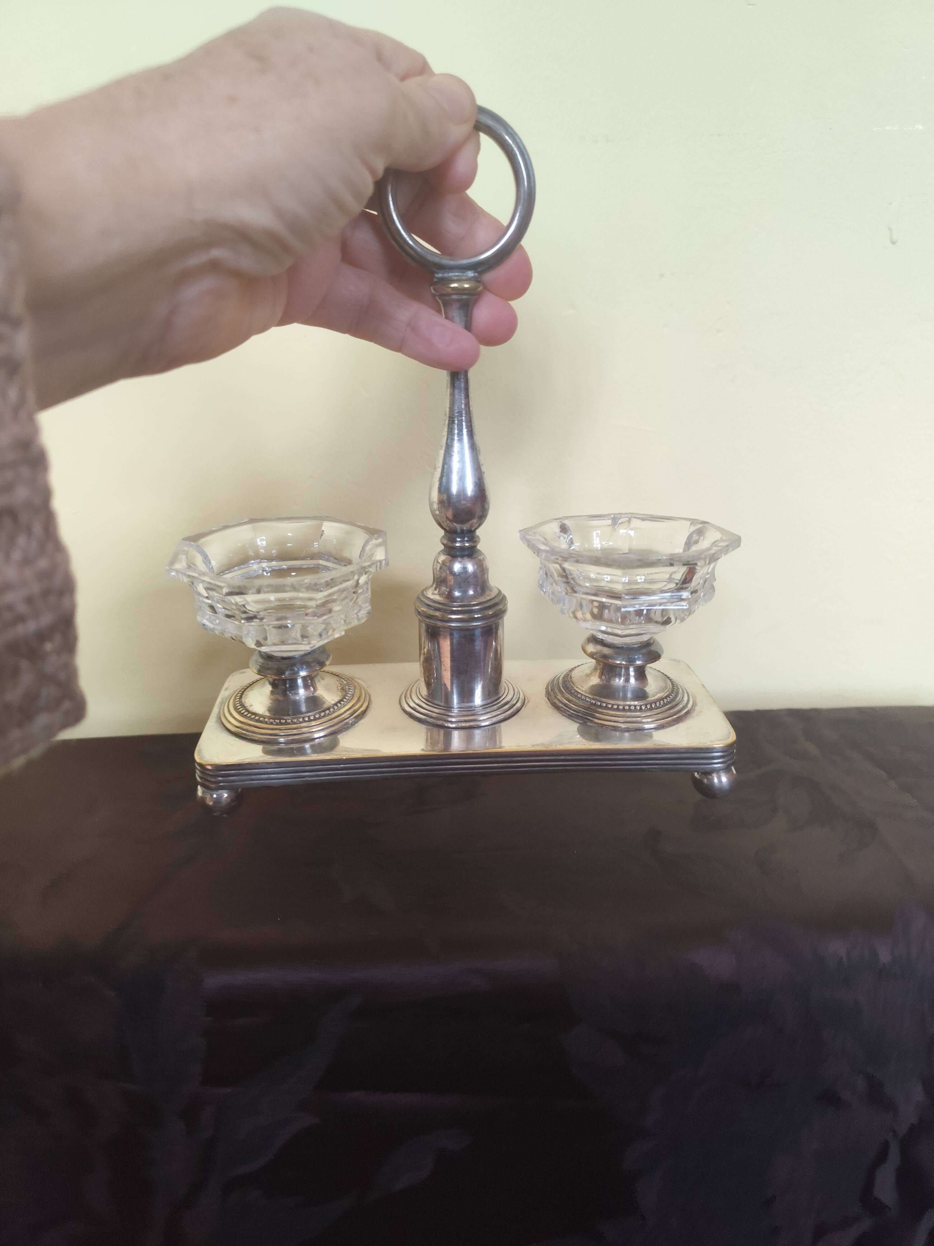 crystal and silver-plated metal salt and pepper shaker Christofle