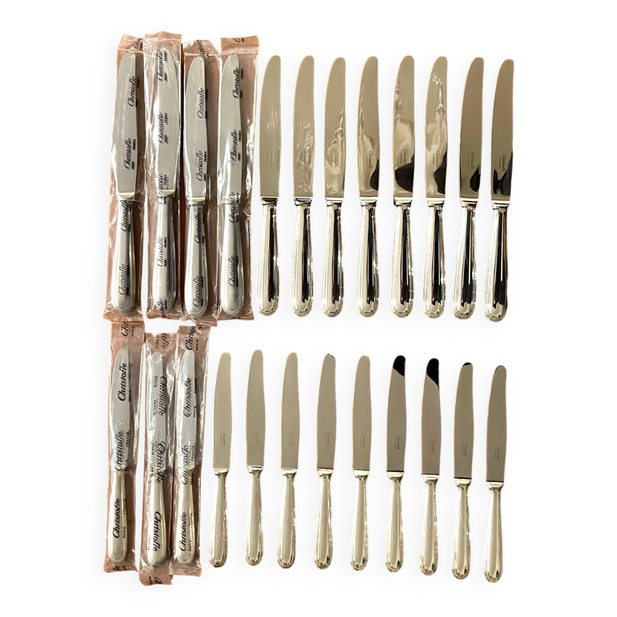 Christofle pearls, 24 knives excellent condition with box