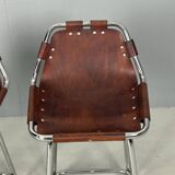 3x Leather Bar Stool for Les Arc Ski Resort, Selected by Charlotte Perriand