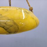Art Deco Pendant Light, Marbled Glass and Brass, 1930s