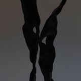 Sculptural brutalist floor candle holder made of hand-forged iron from the 1950s.