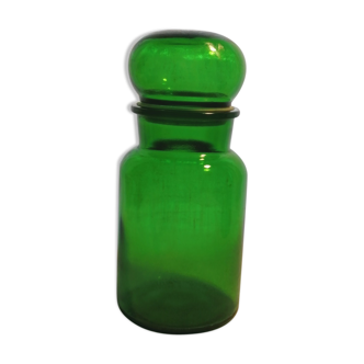 Old vintage green glass apothecary pot 22 cm