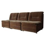 Vintage velvet brown / green modular sofa, 3-elements