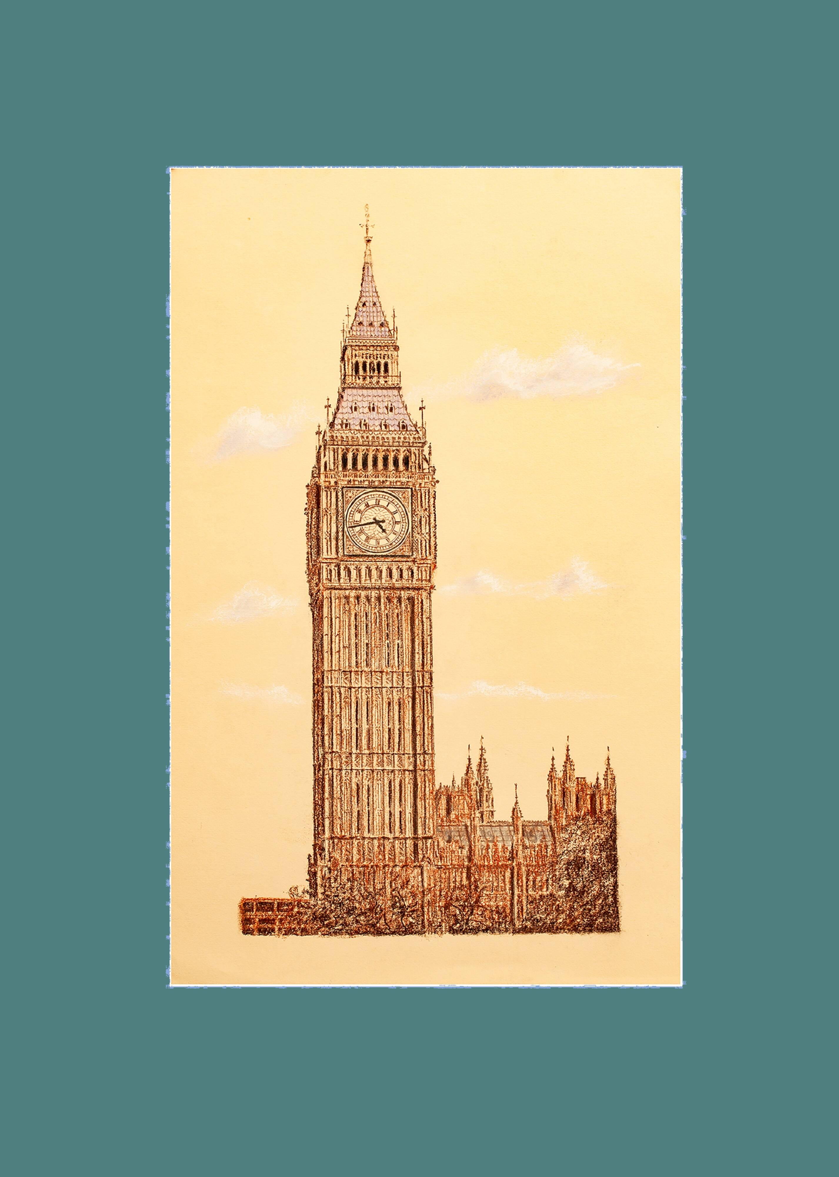 DRAWING OF THE TOWER OF LONDON. BIG BEN.