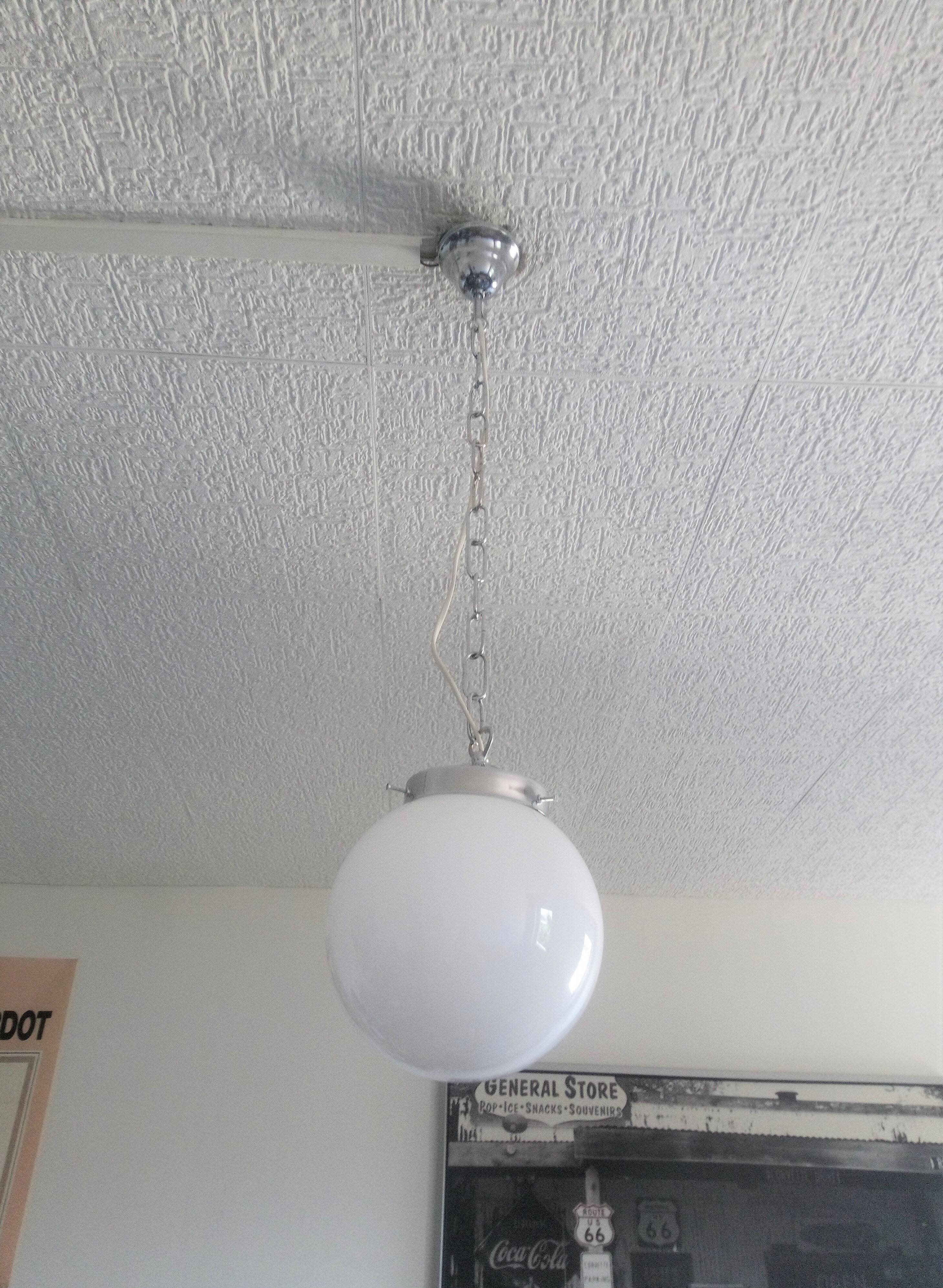 White opaline globe bistro pendant light