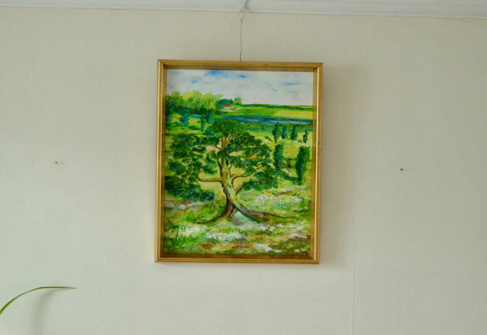 Original vintage oil on panel – "Tree on Landscape" Jan