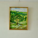 Original vintage oil on panel – "Tree on Landscape" Jan