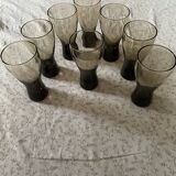 Set of 8 vintage smoked glasses