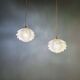 Pair of frosted glass pendant lights, artichoke-shaped, 1960s.
