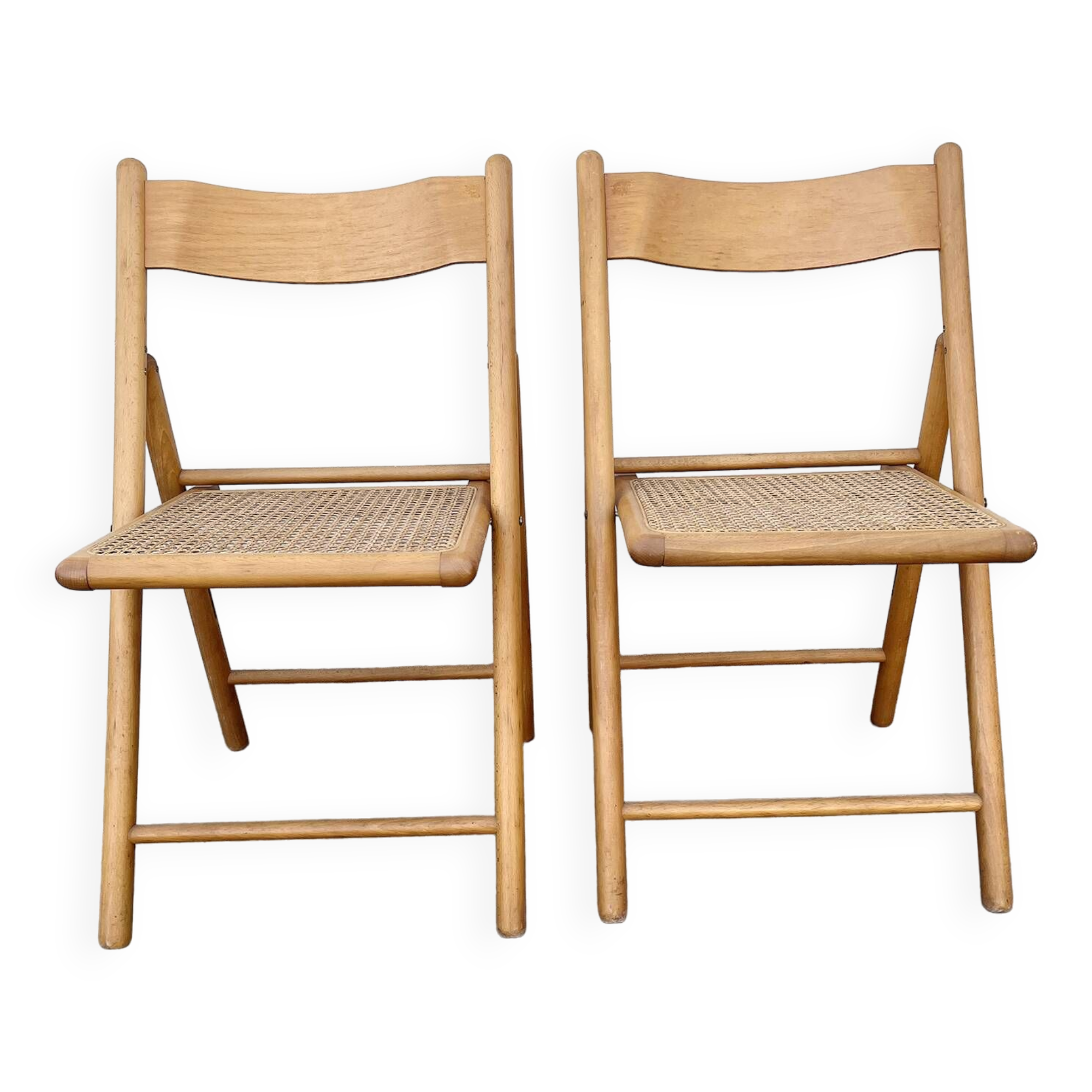 Paire de chaises pliante assise cannage