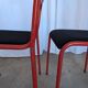 Set of 6 red & black metal chair: space age stackable dining chair baša