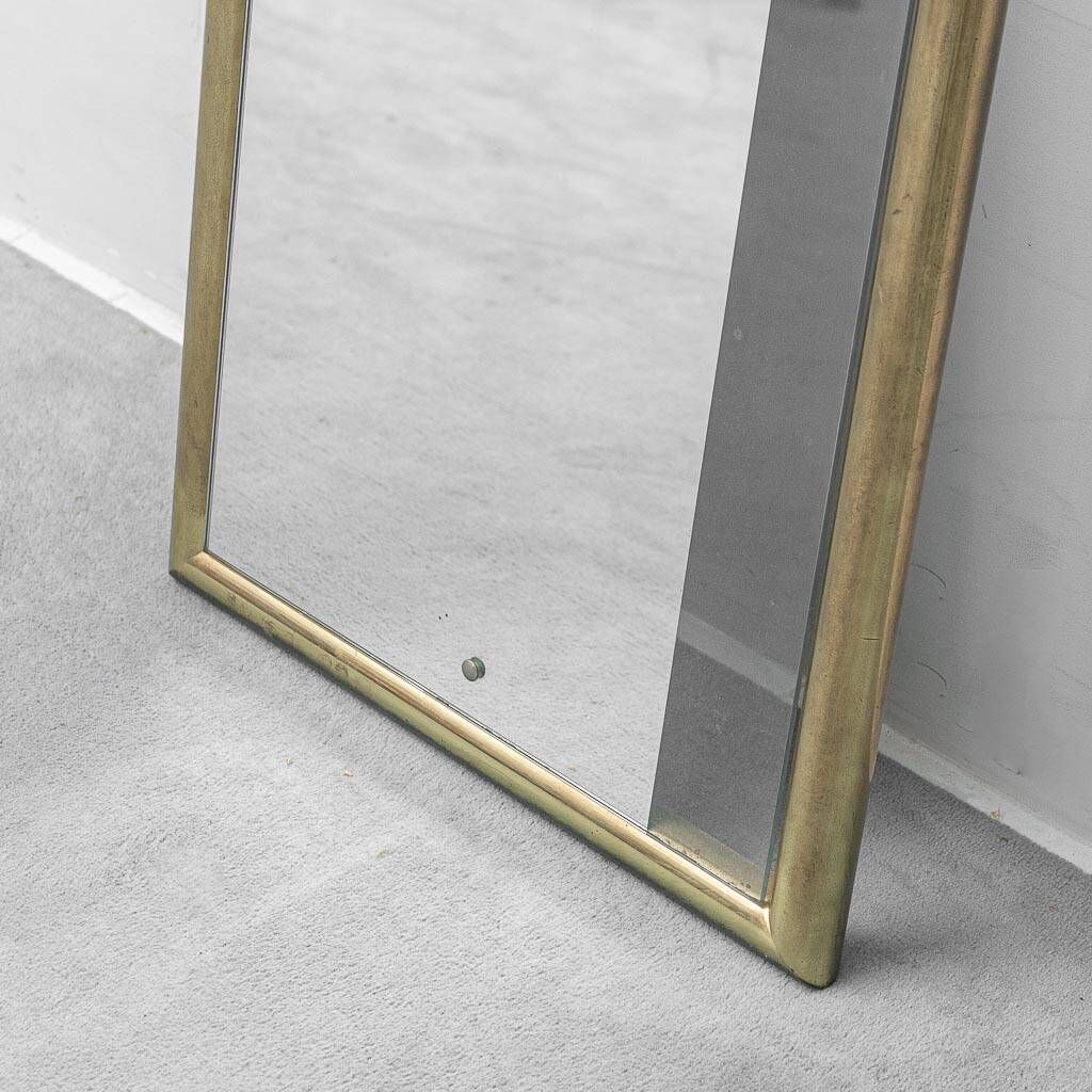 Vintage mirror with brass frame and transparent glass insert – Italian design 1970s