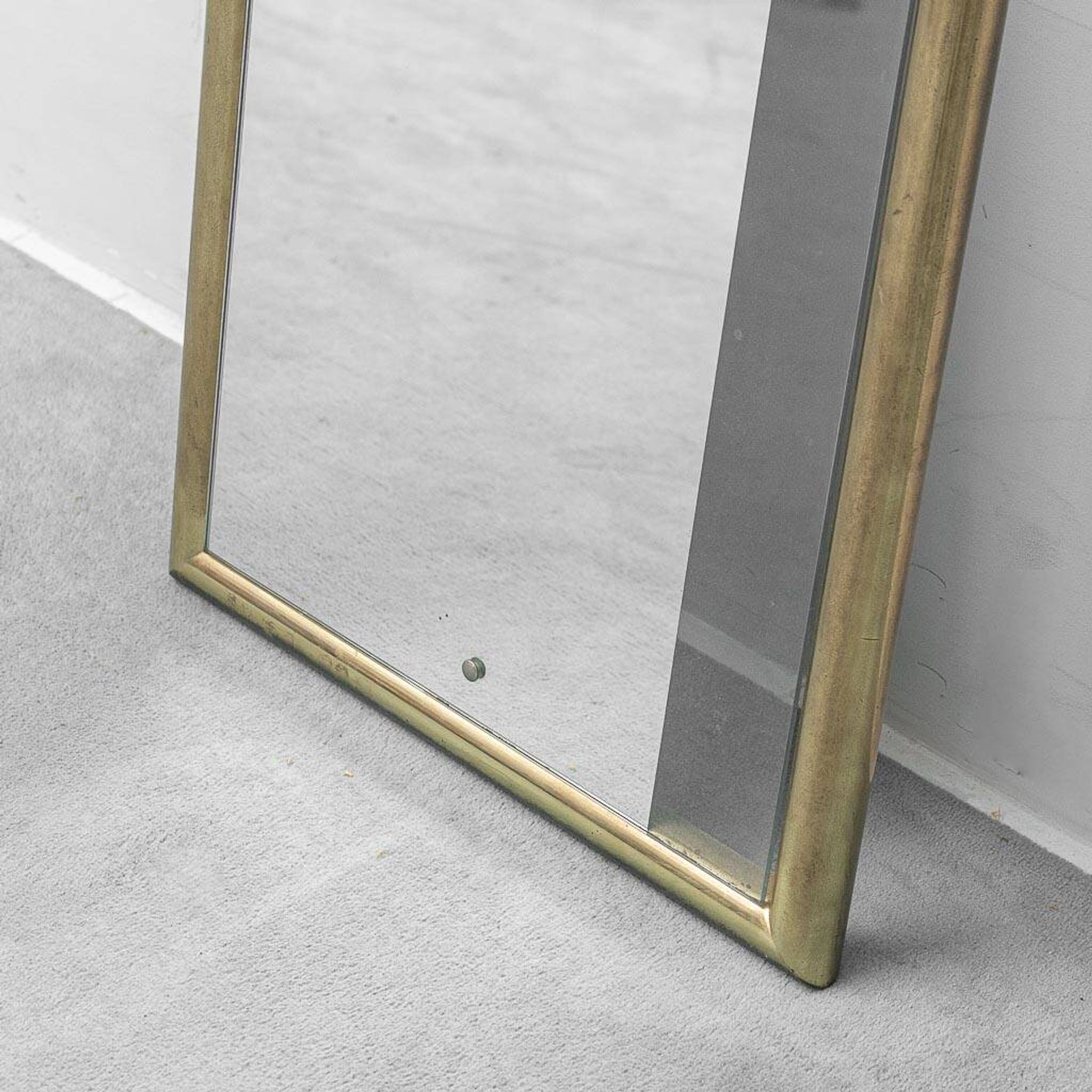 Vintage mirror with brass frame and transparent glass insert – Italian design 1970s