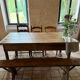 Renovated raw wood farmhouse table