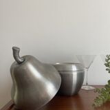PEAR IN ALUMINUM BRUSH ICE BUCKET MADE IN ITALY AROUND 1970