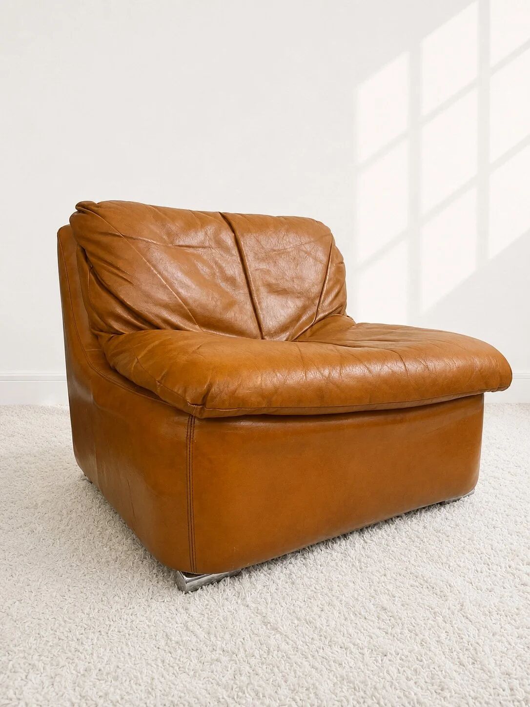 Modular armchair in cognac colour, France, 1970s.