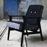 Fauteuil vintage triangles jaunes