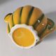 Vintage yellow and green earthenware melon-shaped pitcher – 1950s
