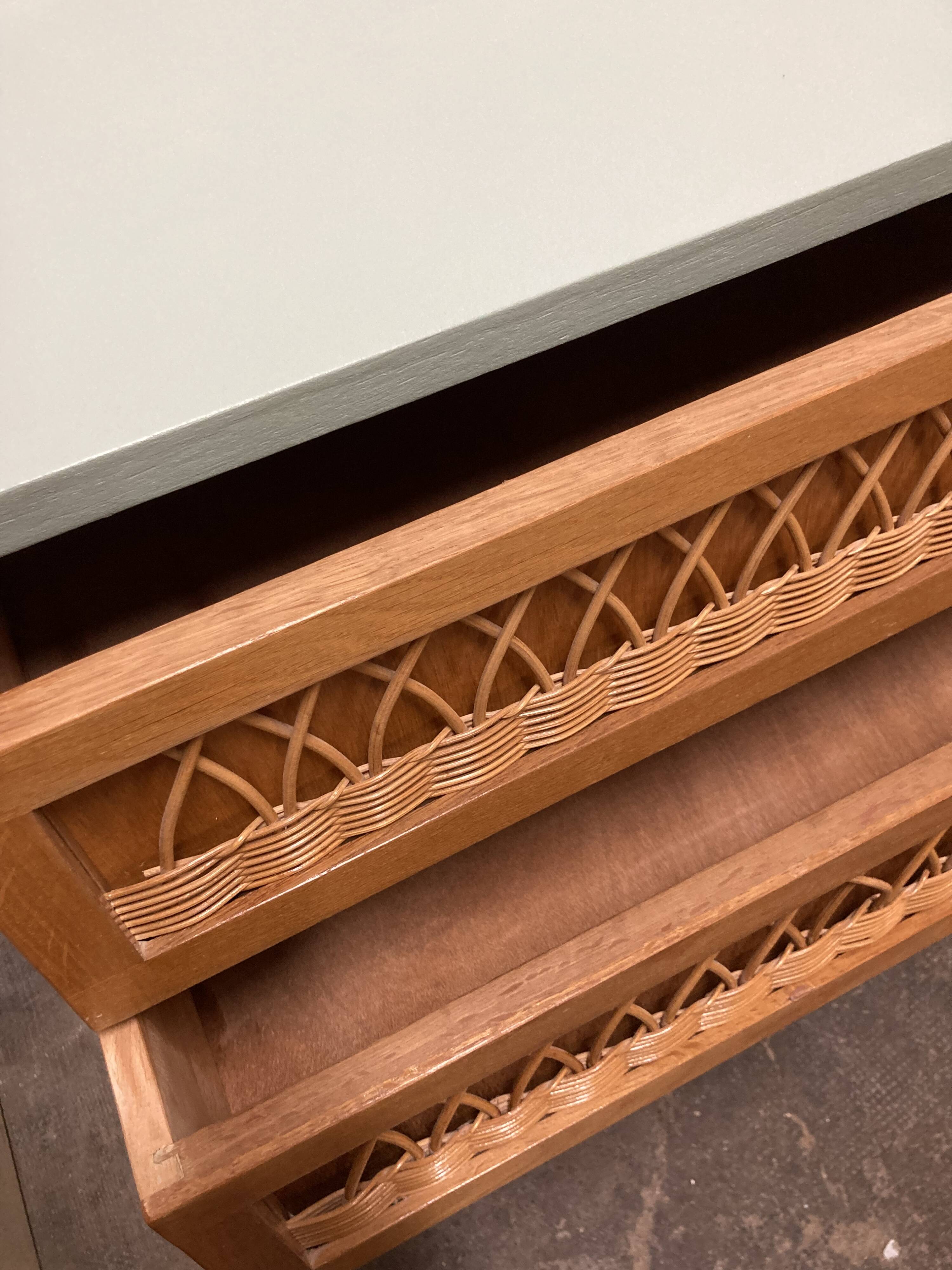 Vintage rattan chest of drawers 1960