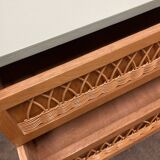 Vintage rattan chest of drawers 1960