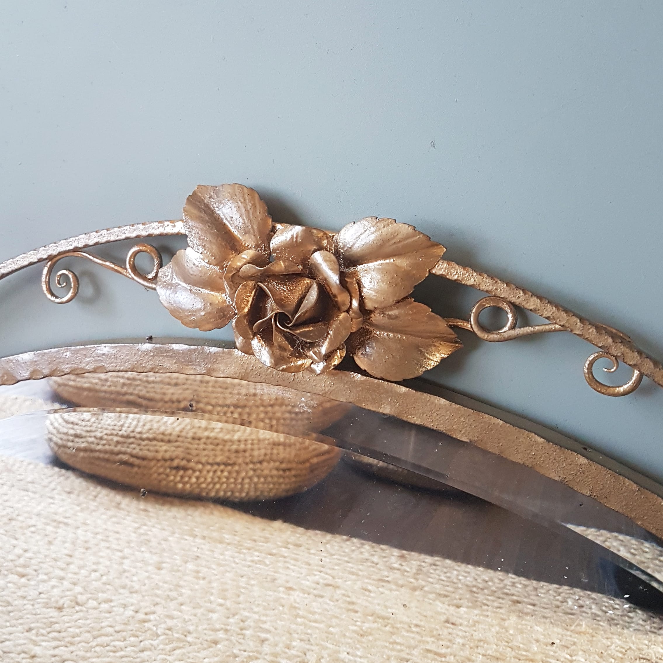 Art Deco mirror in bevelled wrought iron