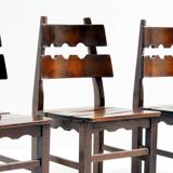 Ensemble de chaises de salle à manger Razorblade en chêne massif, années 1970