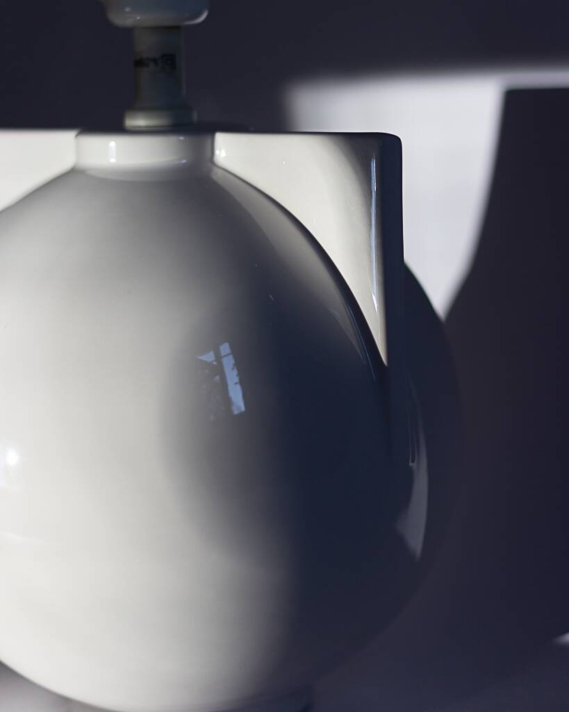 Racket white ceramic lamp base, Ikea, 1989