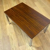 Table basse vintage bois & chrome 1970