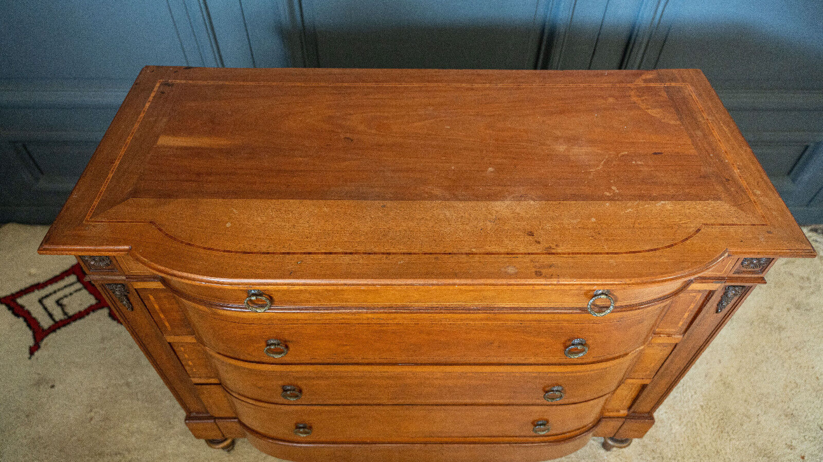 Chest of drawers 1900 Louis XVI style Marquetry 5 drawers