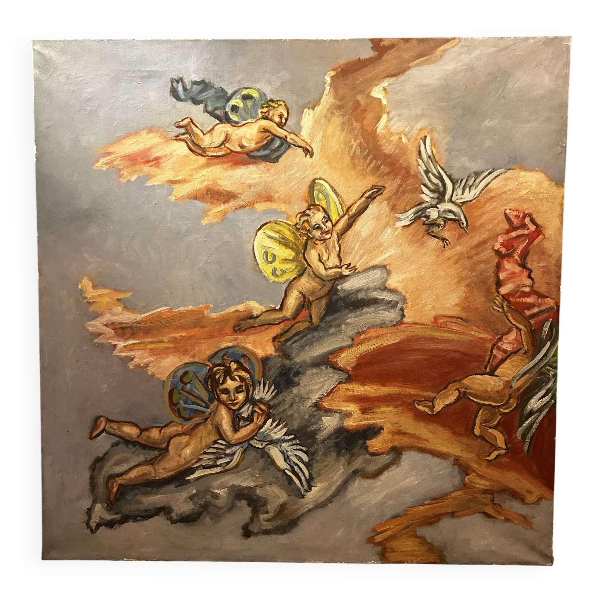 Modern oil on canvas in the style of Tiepolo.