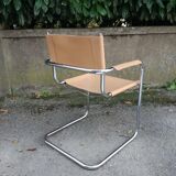 Peach-coloured leather Cantilever armchair