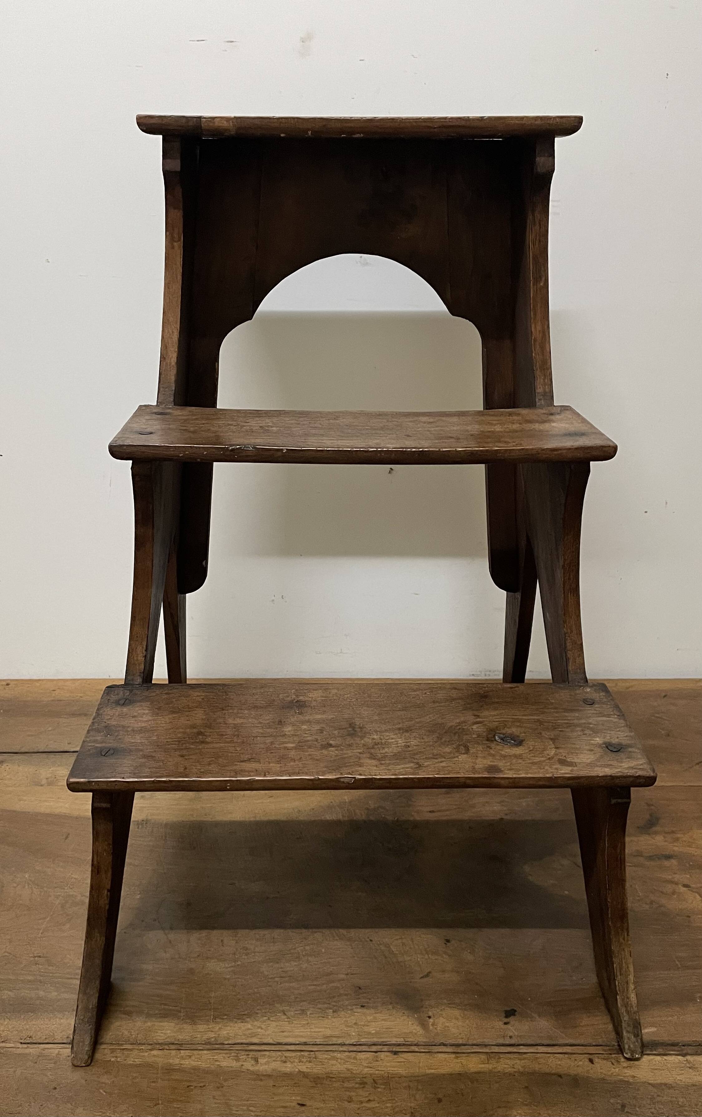 Walnut bookcase step stool