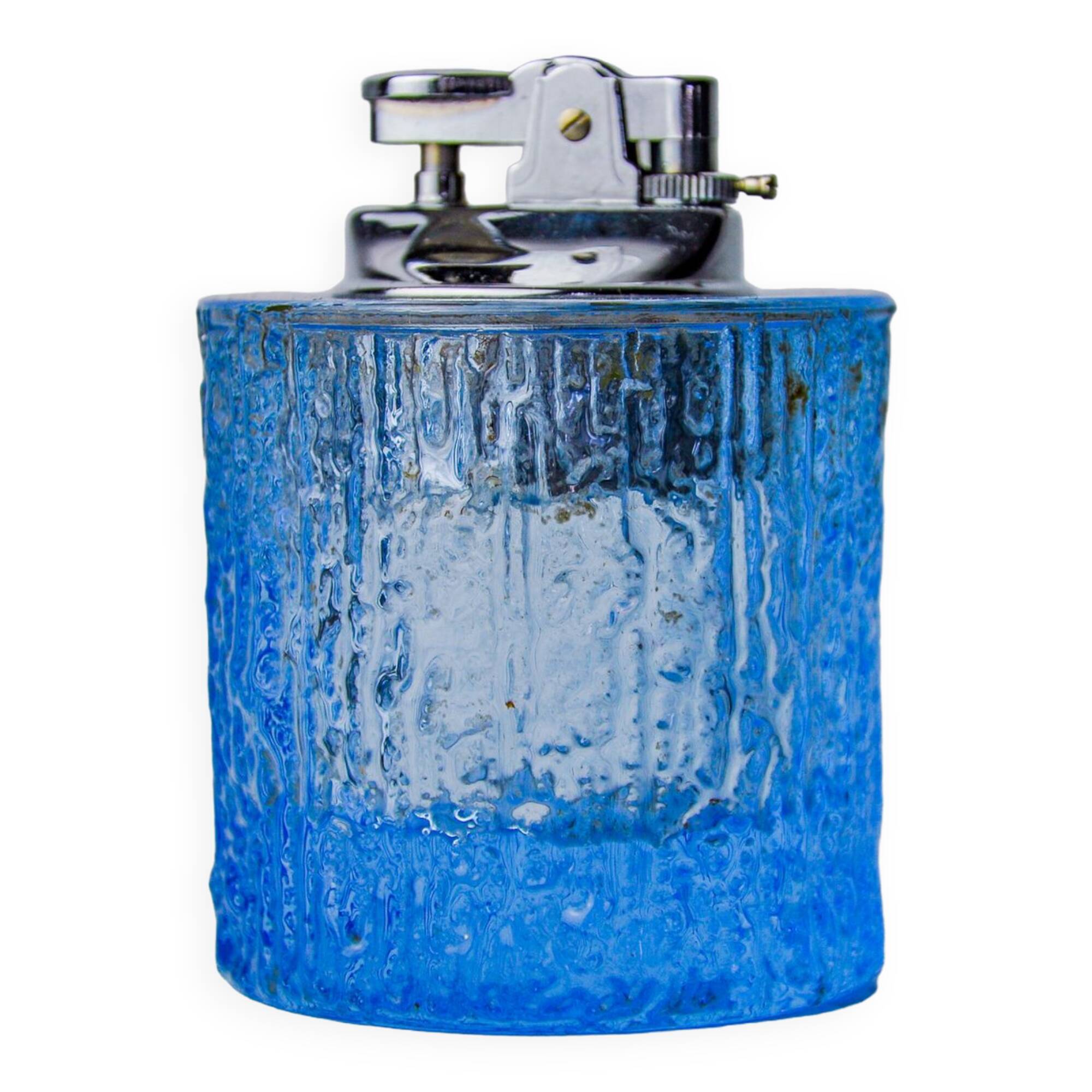 Ice lighter by Antonio Imperatore, blue murano glass, Italy, 1970