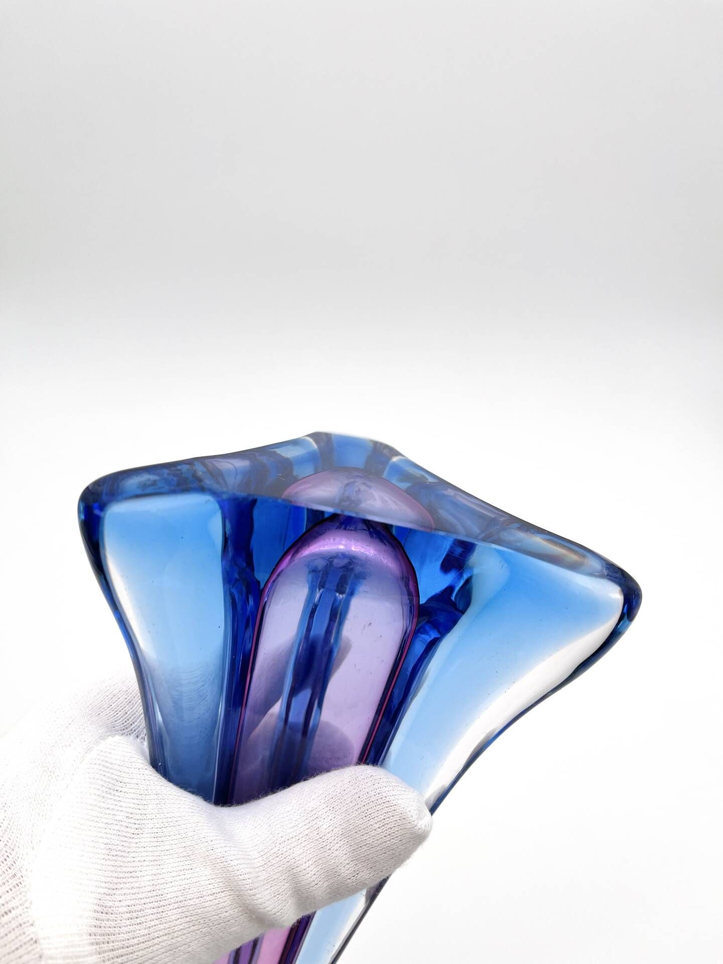 Large Sommerso Vase Murano Violet Blue 34cm