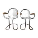 Set of iron and wood armchairs