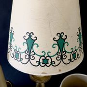 Pair of brass lamps, new 2M fabric cables, paper lampshades