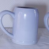 Set of 2 stoneware tankards / mugs 50cl light blue