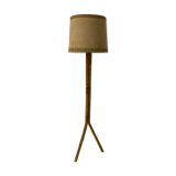 Vintage tripod rattan floor lamp