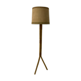 Lampadaire vintage tripode en rotin