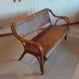 Vintage -Braided rattan sofa - chevron pattern