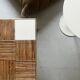 Large Audoux style coffee table in bamboo, rattan & ceramic, France 60