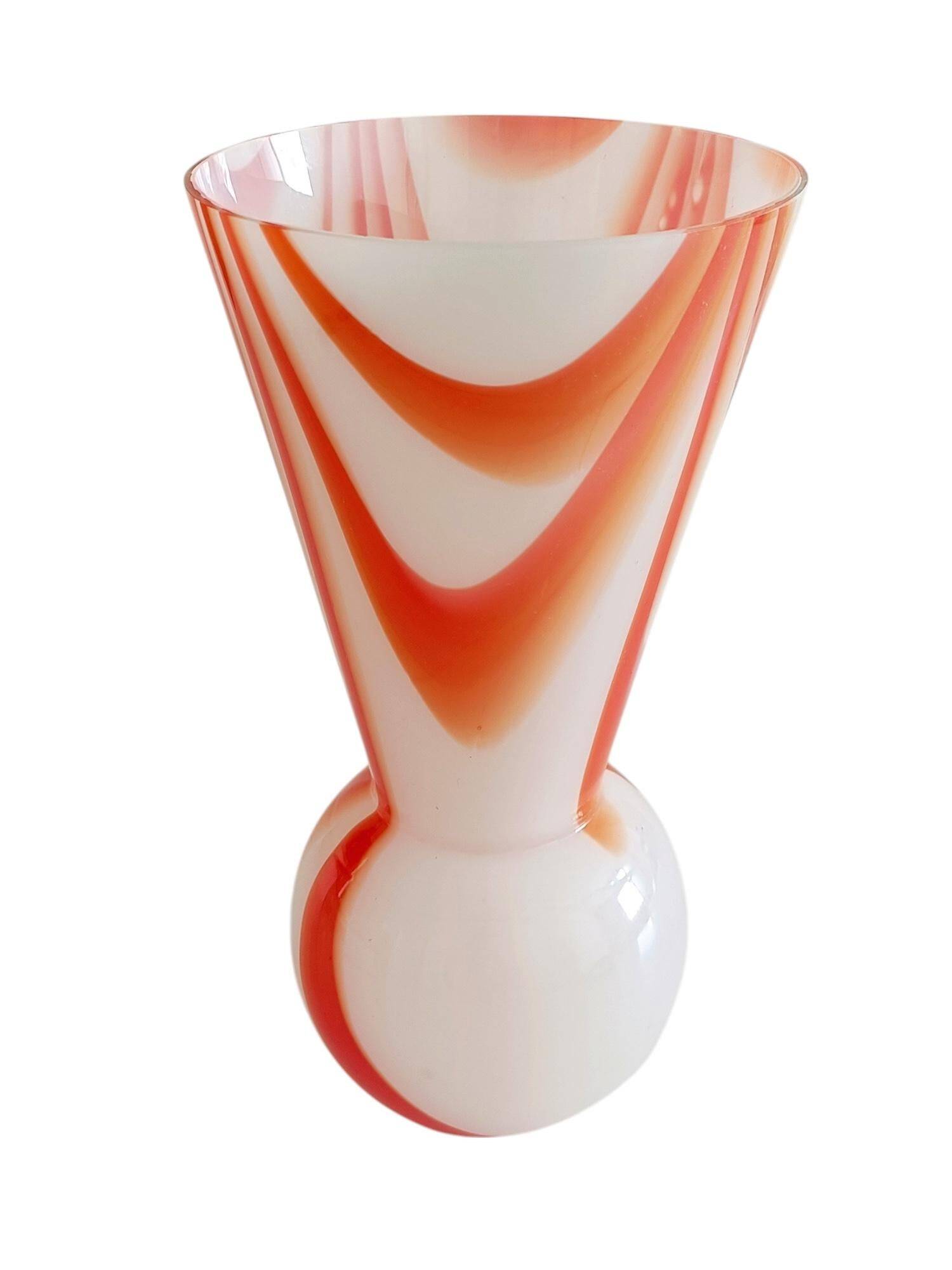 Carlo Moretti Murano Glass Vase, Marbled Decor, Italy, 1960s